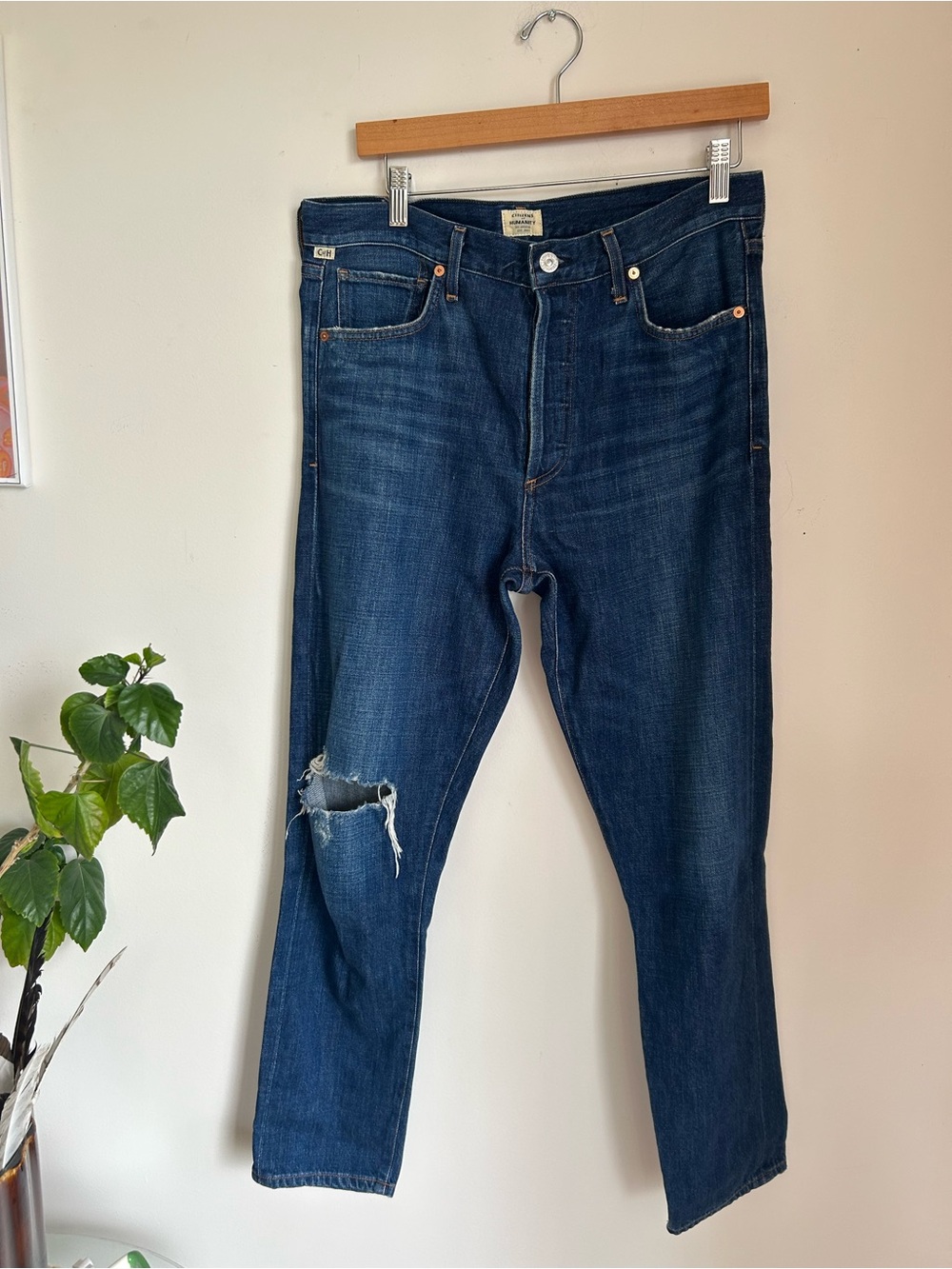 Citizens Of Humanity Dark Blue Slim Ripped Jeans